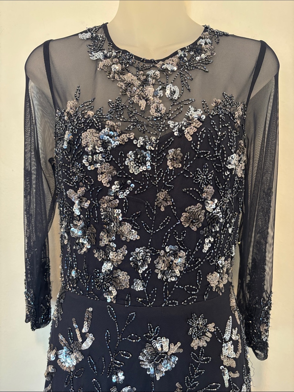 Adrianna Pappell Sheer Beaded Sequin Elegant Evening Party Dress Size 8 NWT - Picture 5 of 13